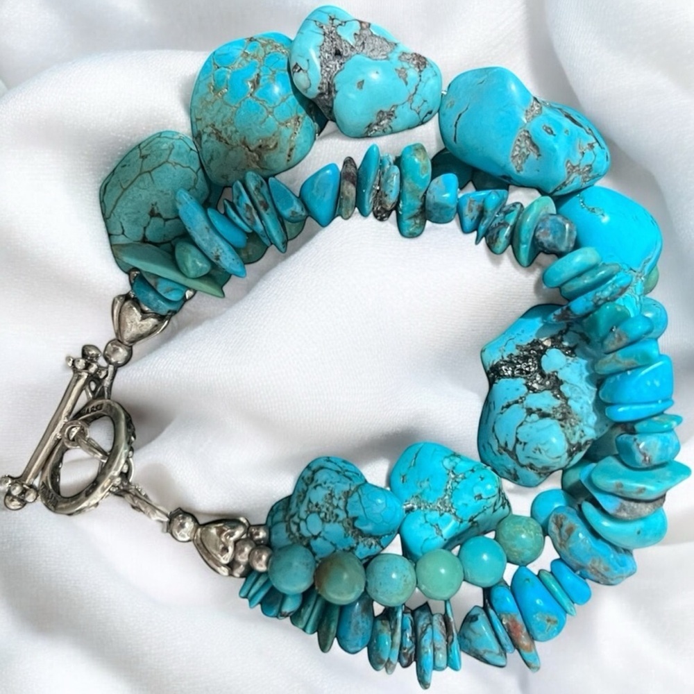 Hand Crafted Turquoise and Silver Bracelet☑️ - Picture 5 of 11